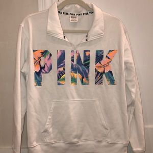 Victoria’s Secret PINK White/Multi Quarter Zip